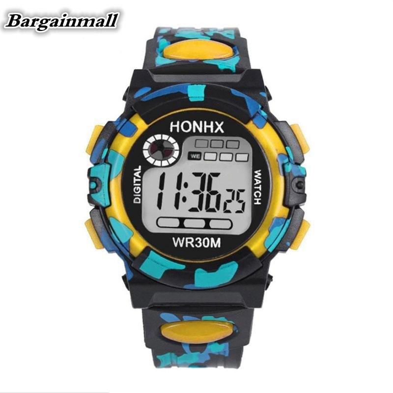 Đồng hồ điện tử tích hợp đèn Led chống thấm nước họa tiết Camo dành cho bé trai | BigBuy360 - bigbuy360.vn