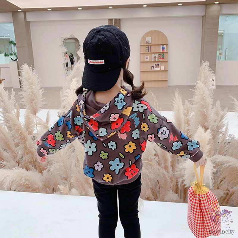 Áo Hoodie Họa Tiết Hoa Dễ Thương Phong Cách Hàn Quốc Cho Nữ