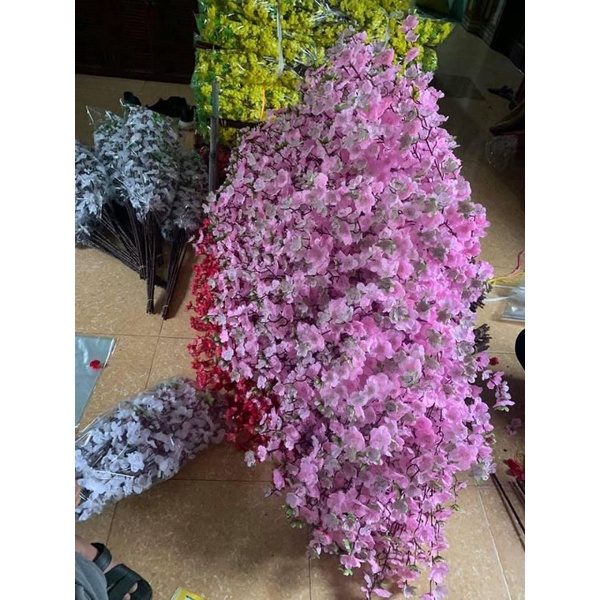 Cành hoa anh đào, hoa mai trang trí, kết cây cắm bình,decor nhà hàng-- sự kiện-- hoa giả cành dài 1m
