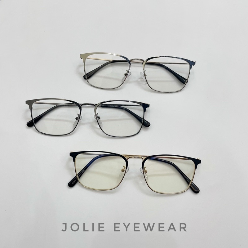 Kính không độ, gọng kính cận kim loại vuông bầu thanh mảnh nam nữ Jolie eyewear 9279 - Lắp cận theo yêu cầu