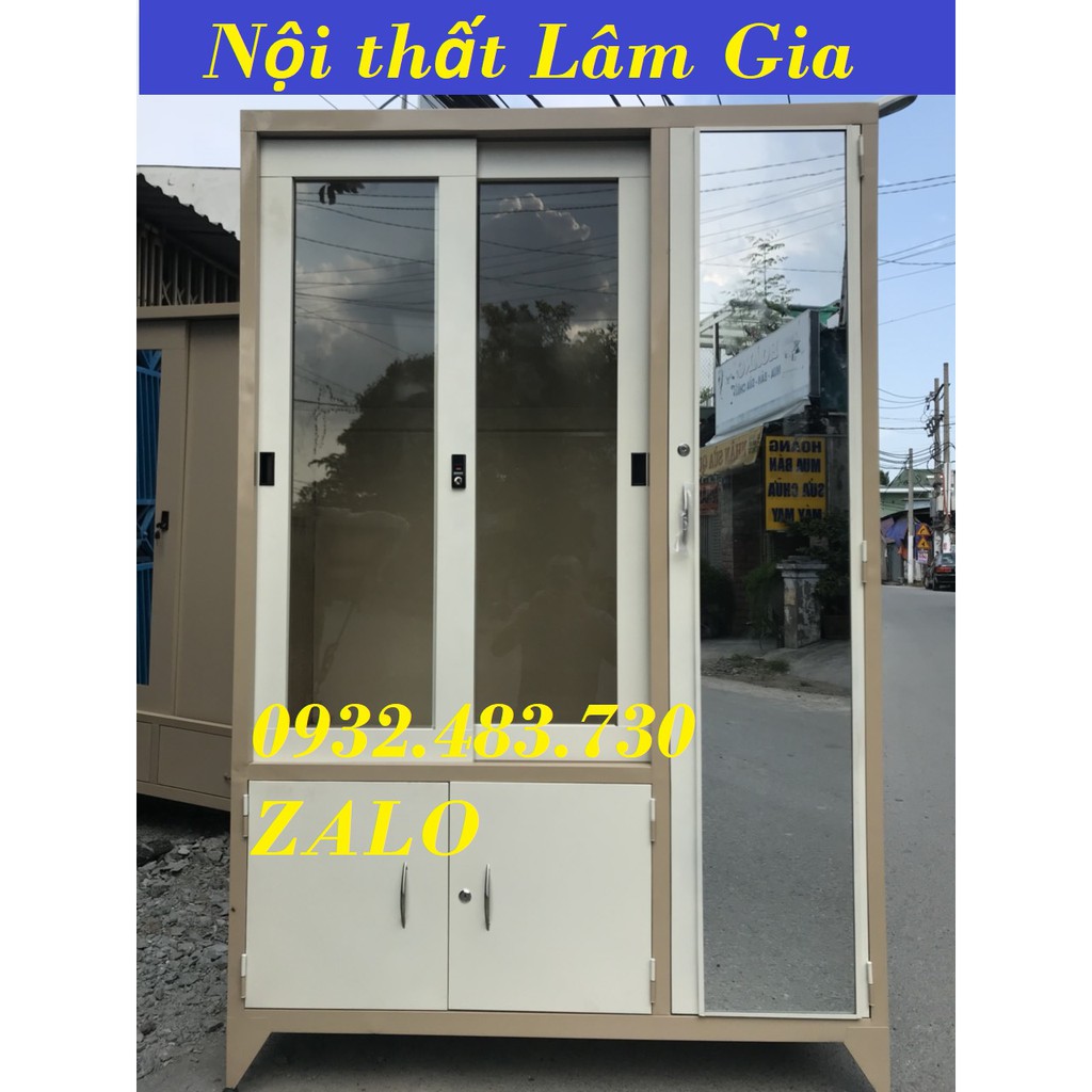 Tủ sắt quần áo cửa lùa 3 cánh