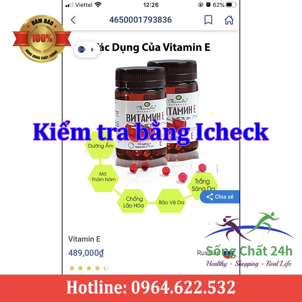 Vitamin E 270mg Nga Lọ 30 Viên - Sống Chất 24h