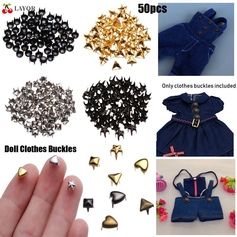 Set 50 Nút Thắt Lưng Kim Loại Mini Dành Cho Búp Bê Đồ Chơi 4/5/6mm