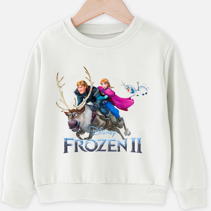 Áo Hoodie Tay Dài In Hình Công Chúa Elsa Anna Thời Trang Mùa Đông Cho Bé Gái