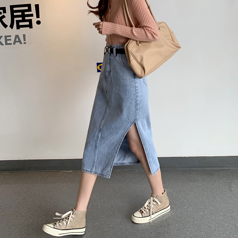 Chân váy jean Lưng Cao Xẻ Tà Thời Trang Cá Tính 41227