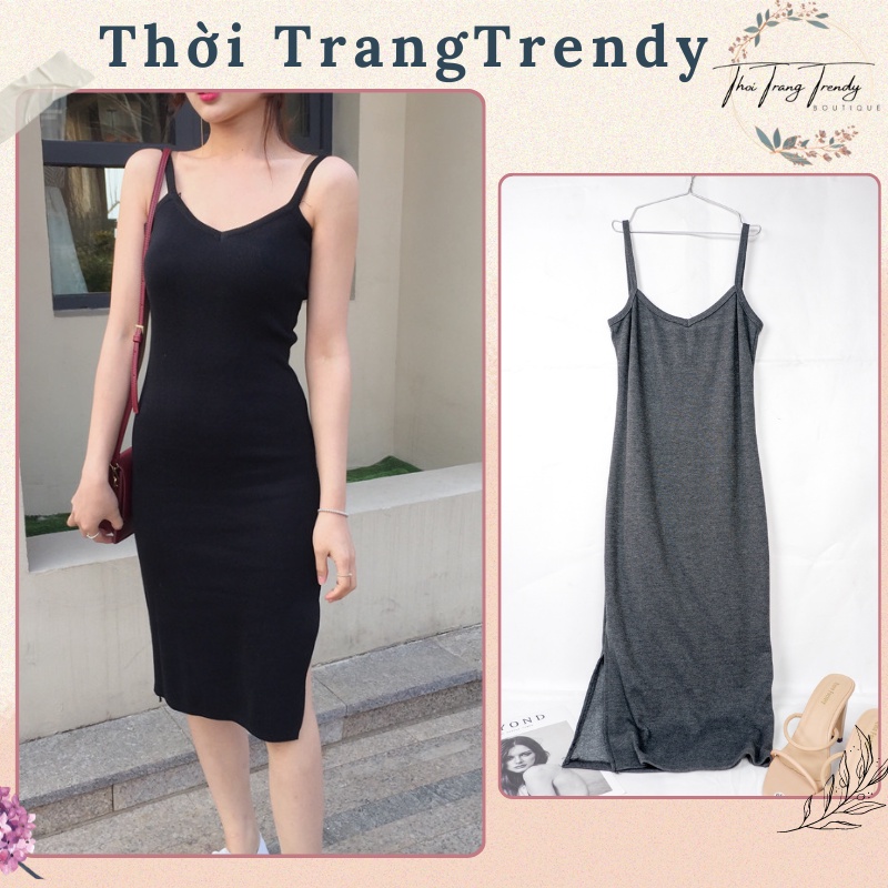 Đầm Body 2 Dây Chất Thun Cotton Xẻ Tà Sang Chảnh Dễ Phối Đồ Dv-0001-babytee