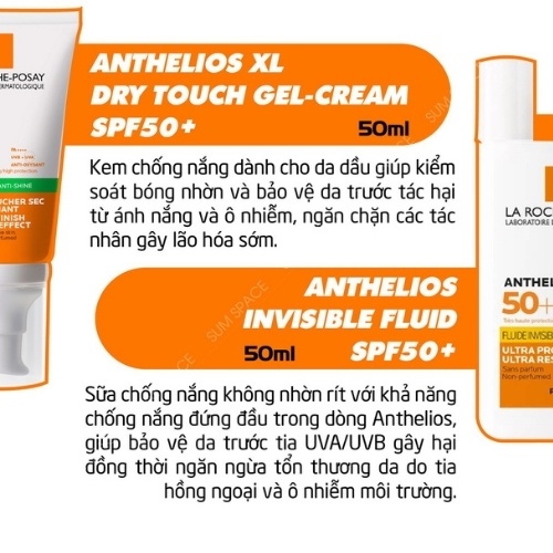 Kem Chống Nắng Dạng Sữa Lỏng Không Nhờn Rít La Roche Posay Anthelios Fluide Invisible SPF50+ 50ml - licyhouse