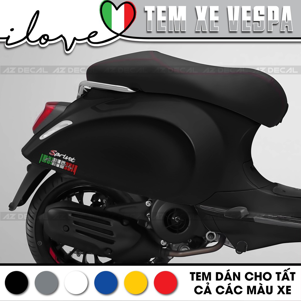 Tem Xe Vespa italia | VP08 | Tem Rời Xe Vespa Chất Liệu Decal PVC Cao Cấp, Dễ Dán