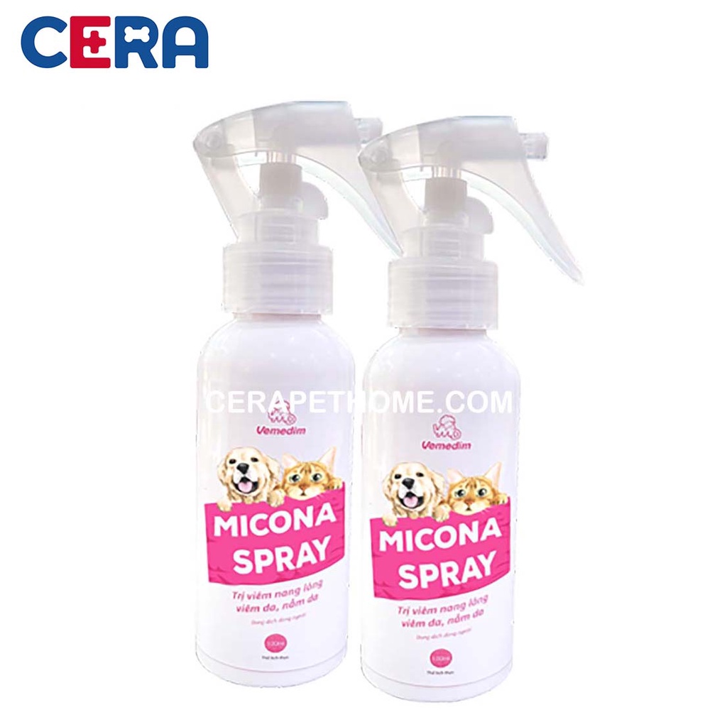 Xịt Nấm, Viêm Da, Viêm Nan Lông Chó Mèo - Micona Spray 100ml