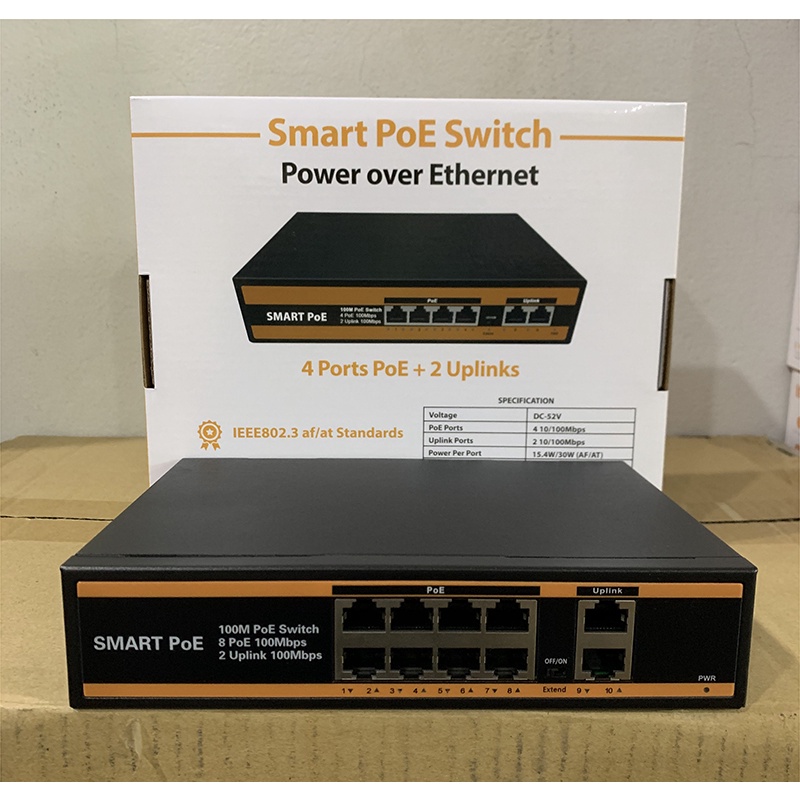 Bộ chia mạng Switch POE Smart 6 Cổng ( 4+2 Uplink) - 10 Cổng ( 8+2 Uplink) Chuyên dụng cho Cam IP - Chính Hãng Global