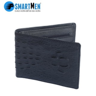 Ví cầm tay da bò SMARTMEN màu đen dập vân nổi VD-09