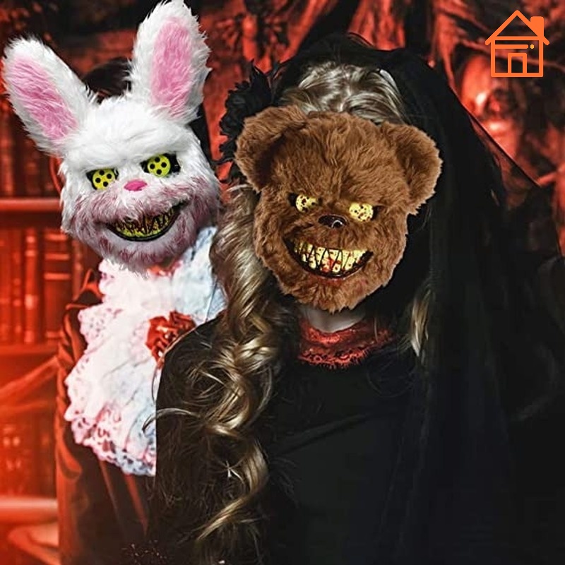 Mặt Nạ Thỏ Nhồi Bông Hóa Trang Halloween Kinh Dị