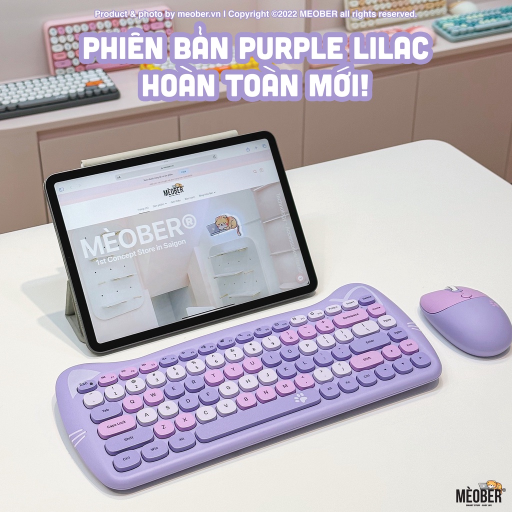 [TẶNG LÓT CHUỘT] Bộ bàn phím không dây & chuột Silent MOFii Geezer Cute Cat dành cho Laptop, i pad, PC v.v | BigBuy360 - bigbuy360.vn