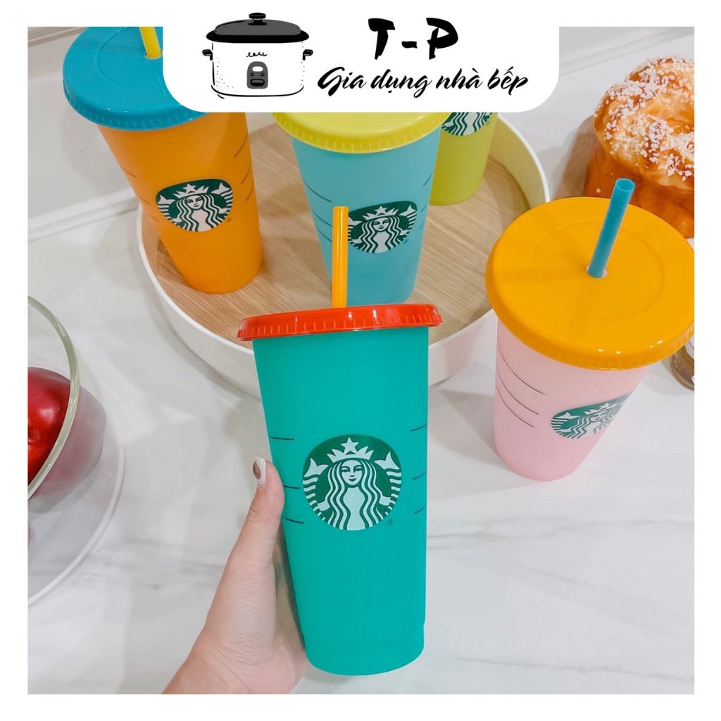 Set 5 Cốc Nước Starbuck Đổi Màu Theo Nhiệt Độ Độc Đáo Dung Tích 710ml