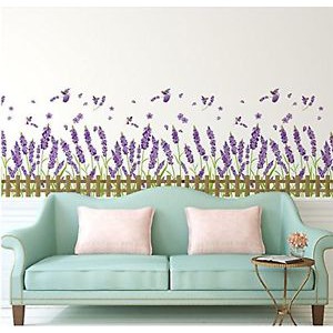 Decal trang trí hàng rào Hoa Lavander Tím