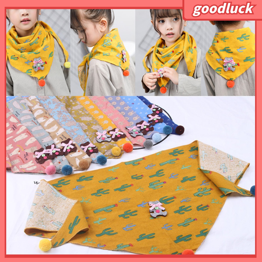 Bộ 3 Khăn Quàng Cổ Hình Tam Giác Họa Tiết Hoạt Hình Dễ Thương Cho Bé