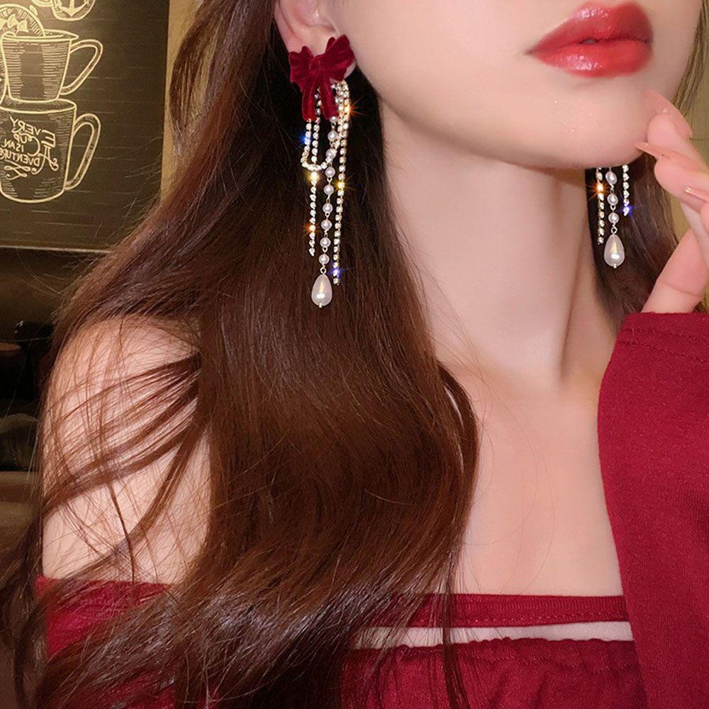 Bông Tai Dáng Dài Đính Nơ Xinh Xắn Thời Trang Cho Nữ 1