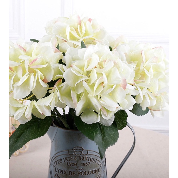 Cành hoa cẩm tú cầu từ lụa trong cao 36cm đẹp trang nhã, hoa lụa trang trí