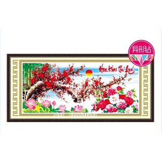 Tranh đính đá cành đào hoa khai phú quý 77516