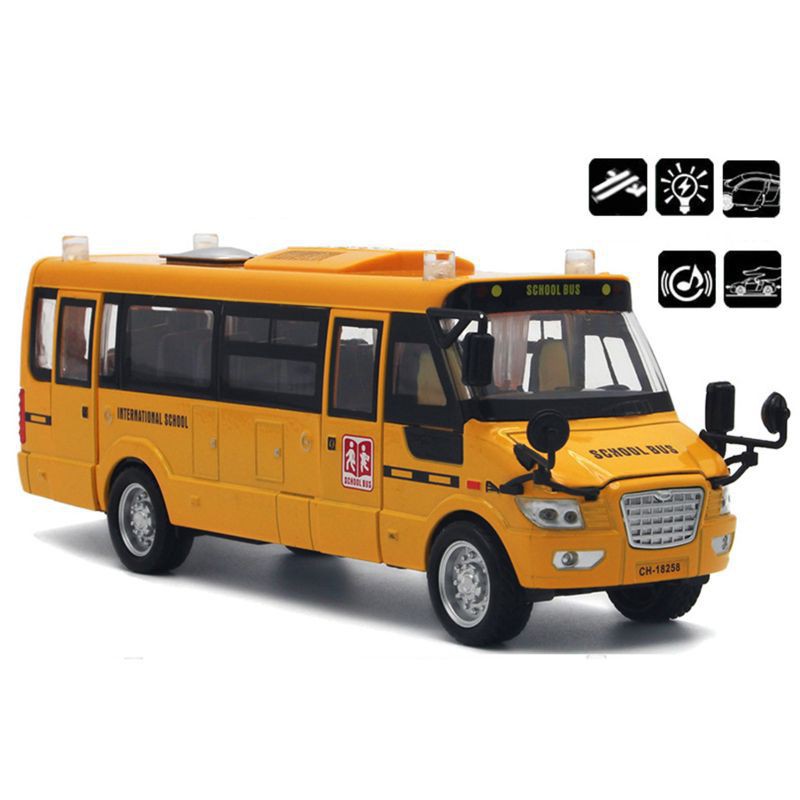 Mô hình xe buýt kim loại cao cấp tỉ lệ 1:32 nhạc đèn