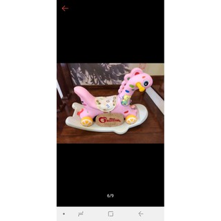 Ngựa bập bênh cho bé có đèn có nhạc co· có bánh xe 2 in 1 vừa ủi vừa bập bênh BiBi Mart VN