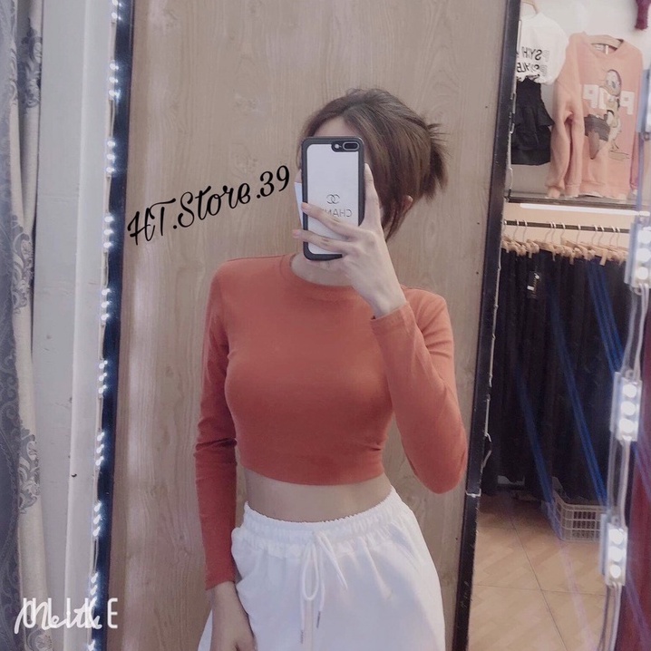 Áo Croptop Dài Tay  💖  💖FREESHIP Áo croptop trơn ôm, Chất co dãn 4 chiều, thoáng mát Áo Mùa Thu 2021