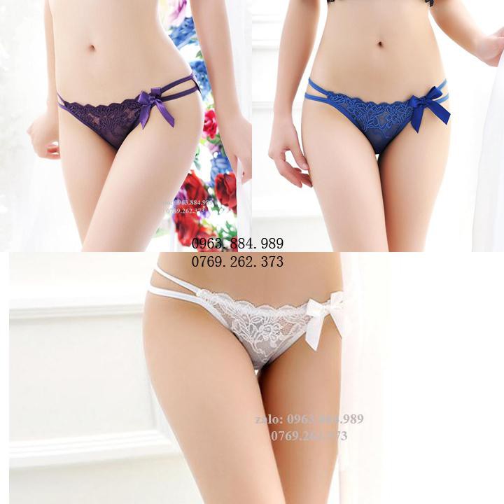 COMBO 3 quần lót nữ QN.25 ren phối dây đính nơ nhiều màu - giao hang không để tên sản phẩm kín đáo
