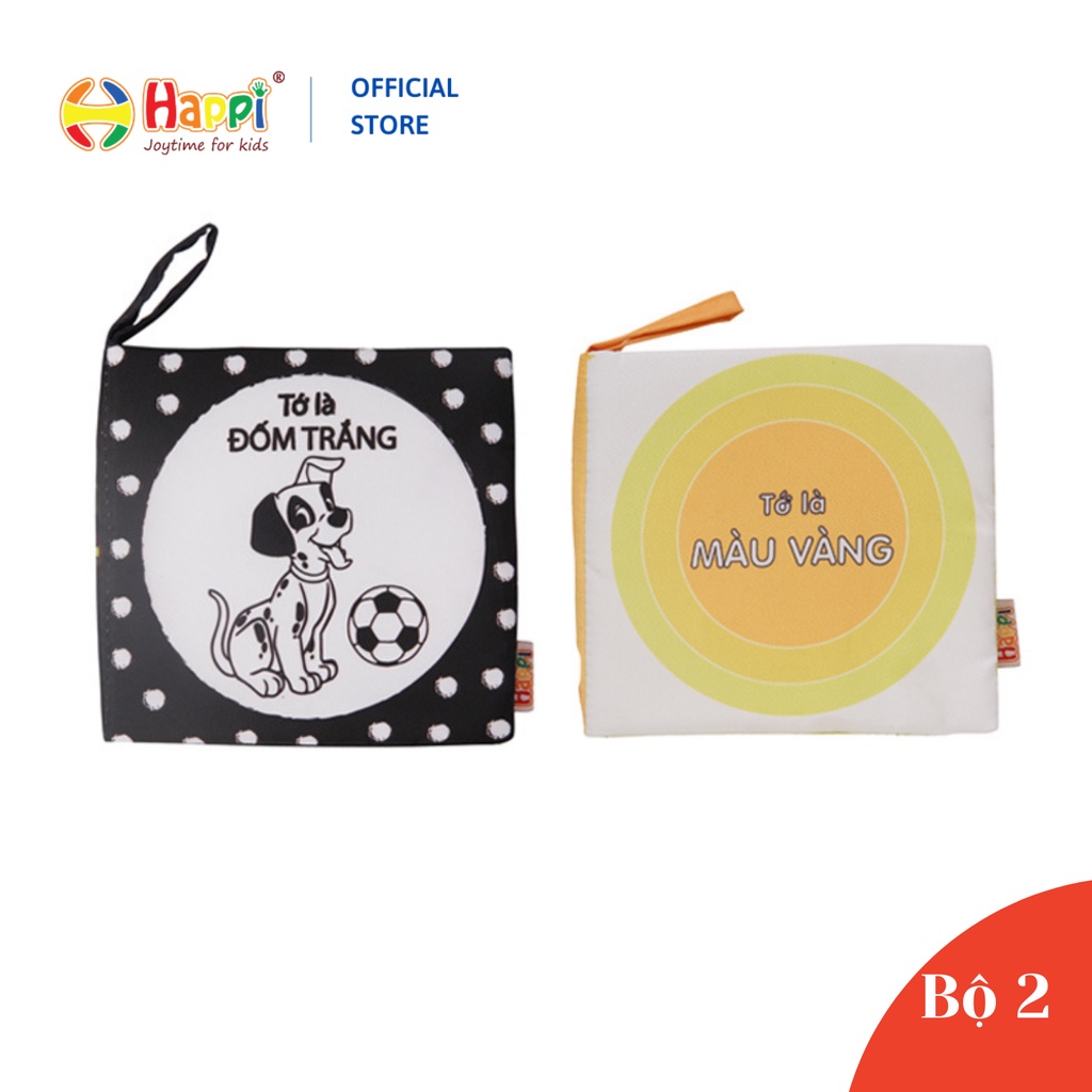 Bộ 2 sách vải HAPPI - Tớ là Đốm trắng & Tớ là Màu vàng - Phát triển thị giác cho trẻ từ sơ sinh, 12x12 cm