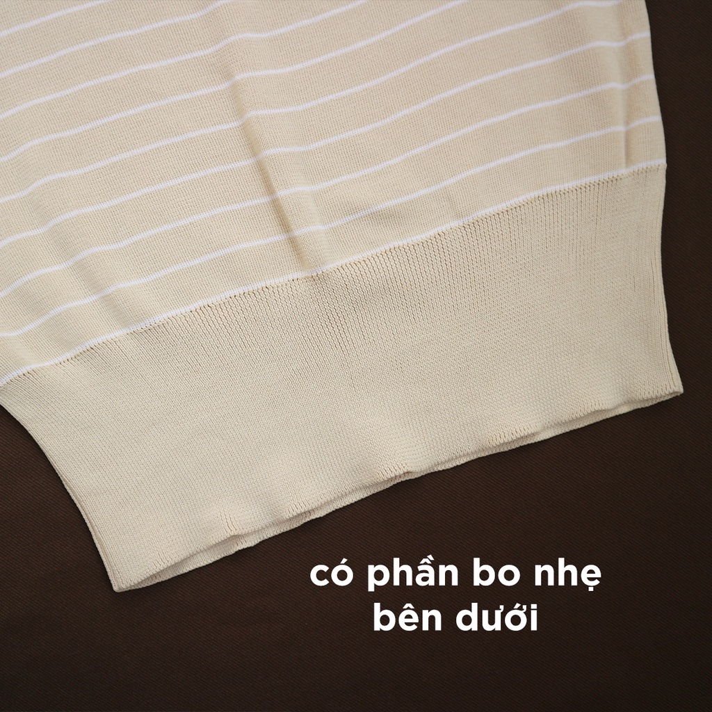 Áo mongtoghi 3 lỗ sọc trắng kem freesize dưới 52kg