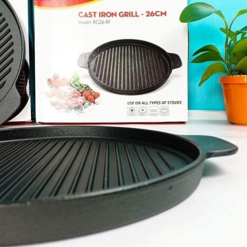 Chảo gang nướng RAPIDO 26cm chống dính - chảo nướng pizza BBQ dùng được bếp từ