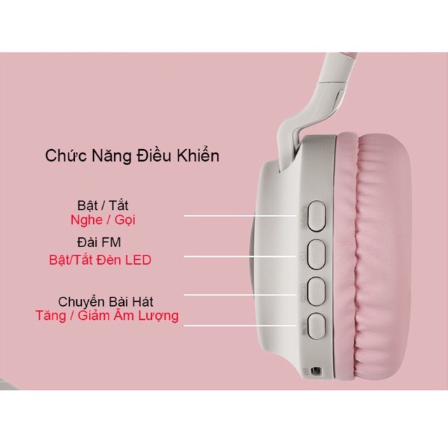 Tai Nghe Bluetooth Tai Mèo ENZO PRO Cao Cấp, Headphone Tai Mèo Đáng Yêu Chống Ồn Âm Thanh Trầm Ấm - ENZO | BigBuy360 - bigbuy360.vn