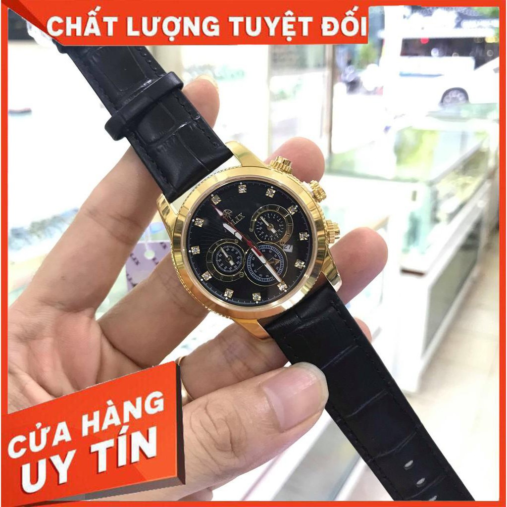 Đồng hồ nam AOLIX 7049G Dây da 6 kim, full hộp chính hãng, kính sapphire chống xước chống nước tốt