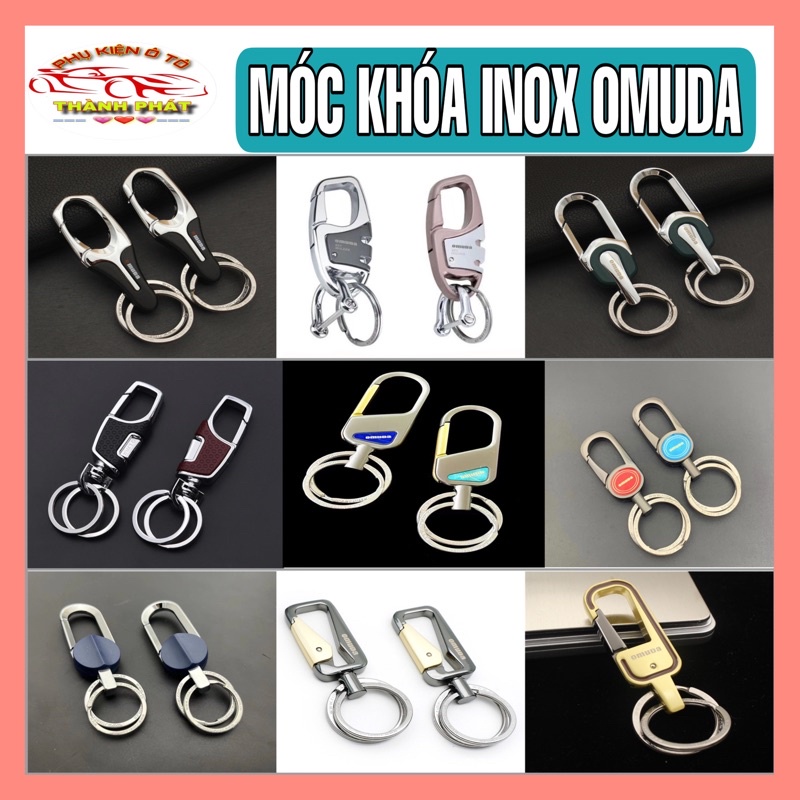 [NHIỀU MẪU]Móc chìa khóa ô tô xe máy inox cao cấp không gỉ có chốt móc đĩa quần hãng Omuda