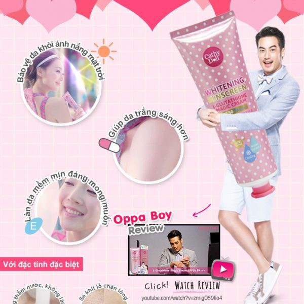 Mẫu Mới Kem Chống Nắng Body Cathy Doll Whitening Sunscreen SFP 50 PA+++ Thái Lan 138ml