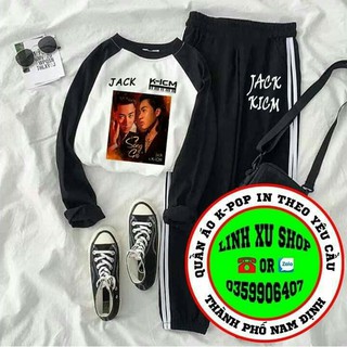 sét bộ quần áo JACK K-ICM quần dài phối áo KICM raplang in theo yêu cầu