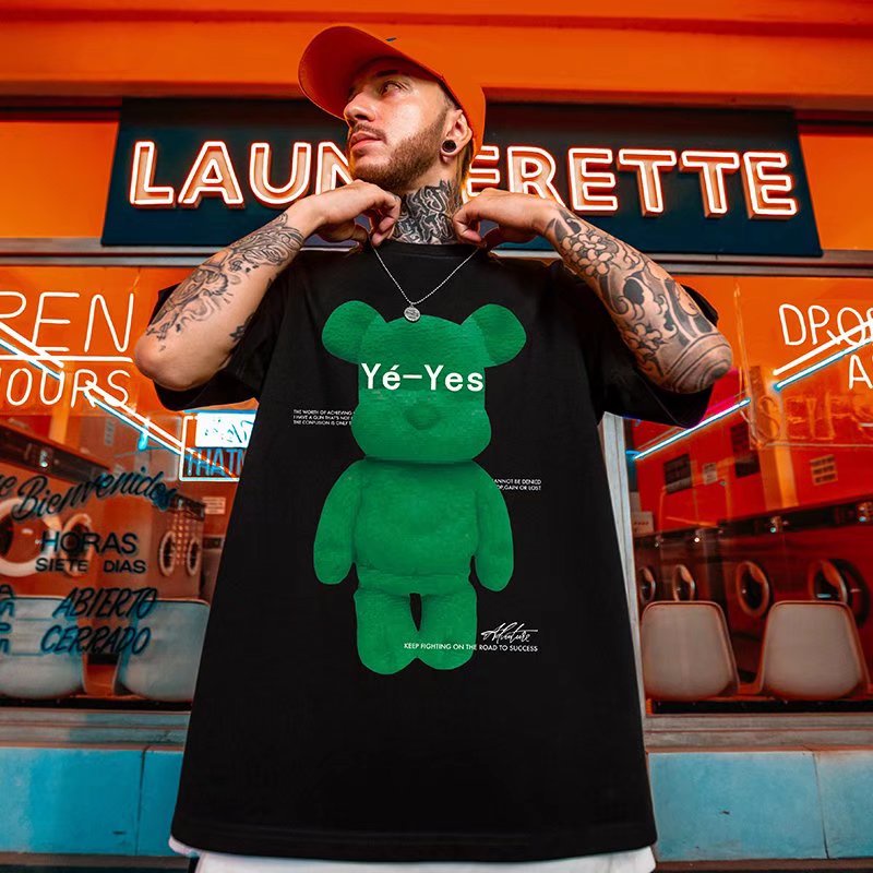 Áo Thun Tay Ngắn Dáng Rộng In Họa Tiết Hoạt Hình Phong Cách Hip Hop Hàn Quốc Thời Trang Cho Nam Size M-8XL