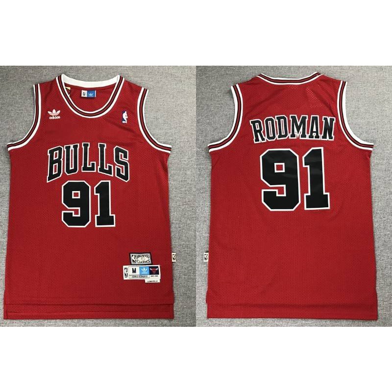 Áo thun thể thao NBA Jersey Chicago Bulls No.91 Rodman phiên bản cổ điển màu đỏ