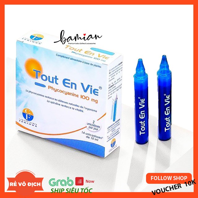 Tảo biển Tout En Vie bổ sung vitamin C collagen cân bằng nội tiết tố hàng Pháp dạng nước 14 ống