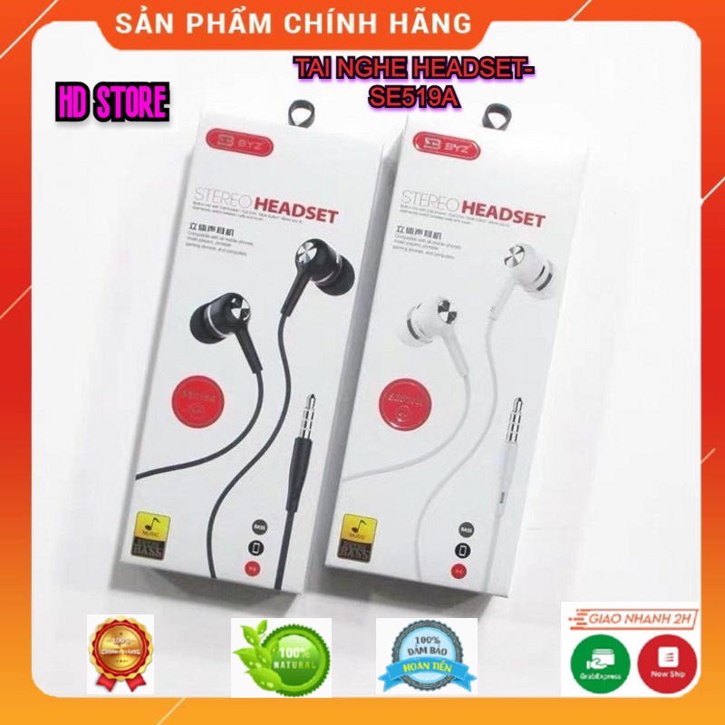 Tai Nghe BYZ SE519A  Thiết Kế Có Phần Đệm Silicion Mềm Dẻo, Êm Ái. Âm Thanh Hay Chân Thực, Sống Động.
