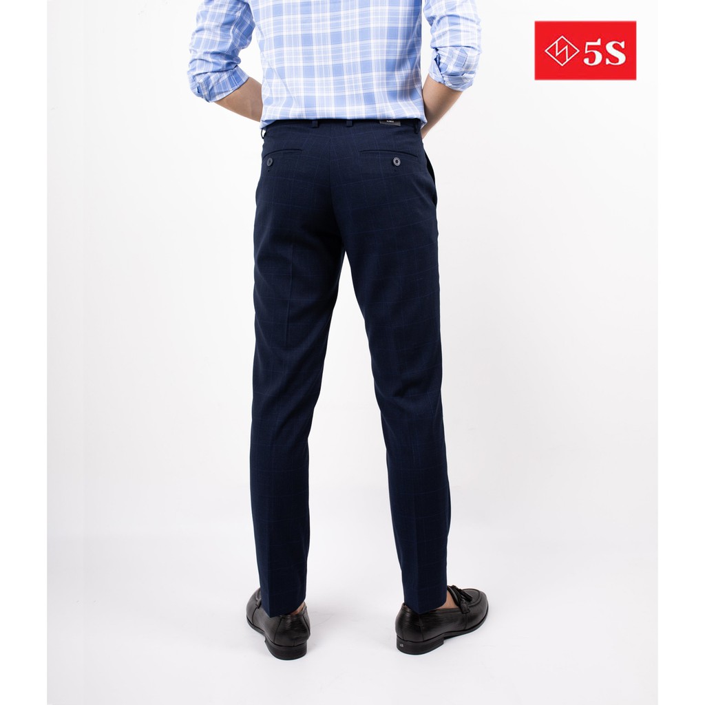 Quần Âu Nam 5S Họa Tiết Kẻ Caro Màu Xanh Đen,  Dáng Ôm Vừa, Ít Nhăn, Thoáng Mát, Co Giãn Nhẹ (QAU0404S1XDE) | BigBuy360 - bigbuy360.vn
