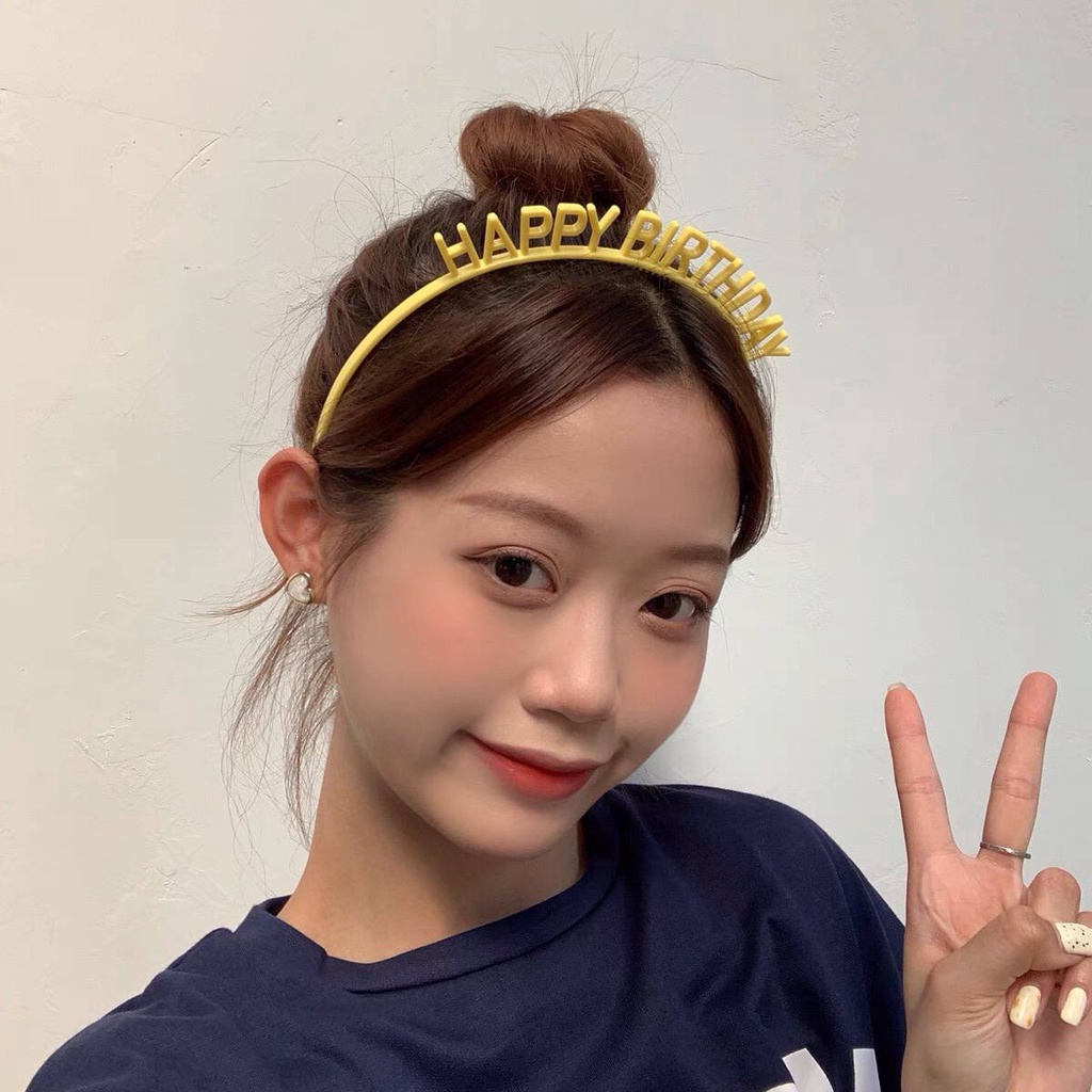 Bờm nhựa sinh nhật,  băng đô cài tóc Happy Birthday siêu đáng yêu cho bé gái và người lớn