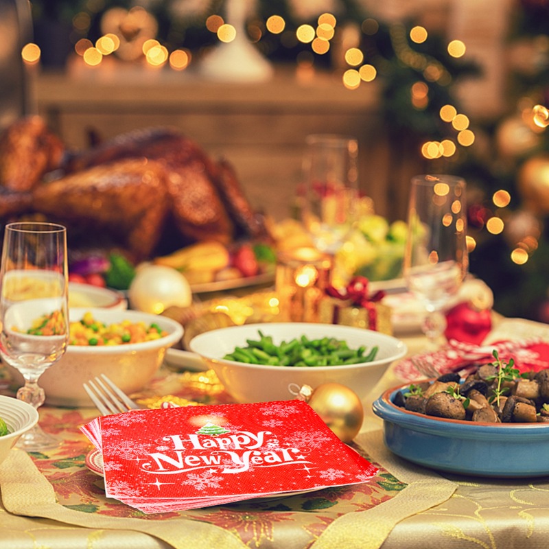 Set 20 Khăn Giấy Dùng Một Lần Họa Tiết Giáng Sinh Năm Mới 2023