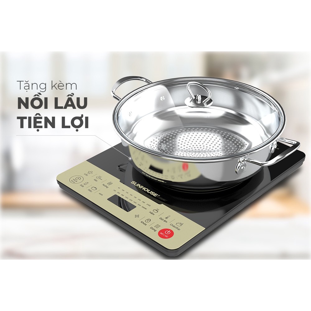 BẾP TỪ ĐƠN Sunhouse SHD6869, bảo hành 12 tháng, công suất 2000W