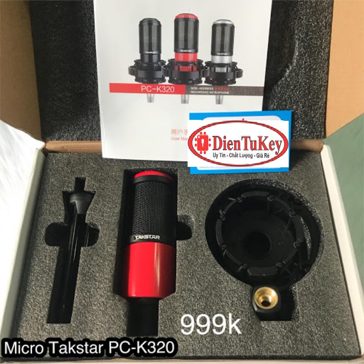 Micro Live Stream Hát Karaoke Thu Âm Chuyên Nghiệp Takstar PC K320 - Tặng Kèm Nguồn 48V livetream mạng xã hội