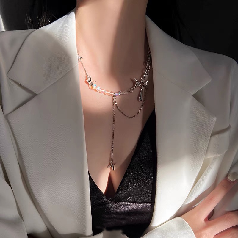 Vòng cổ Đính Đá Hình Giọt Nước Phong Cách hip-hop Sang Trọng Thời Trang