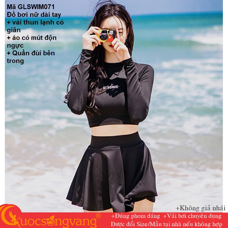 Bộ bơi nữ dài tay chống gió đồ đi biển nữ kiểu váy GLSWIM071 Cuocsongvang