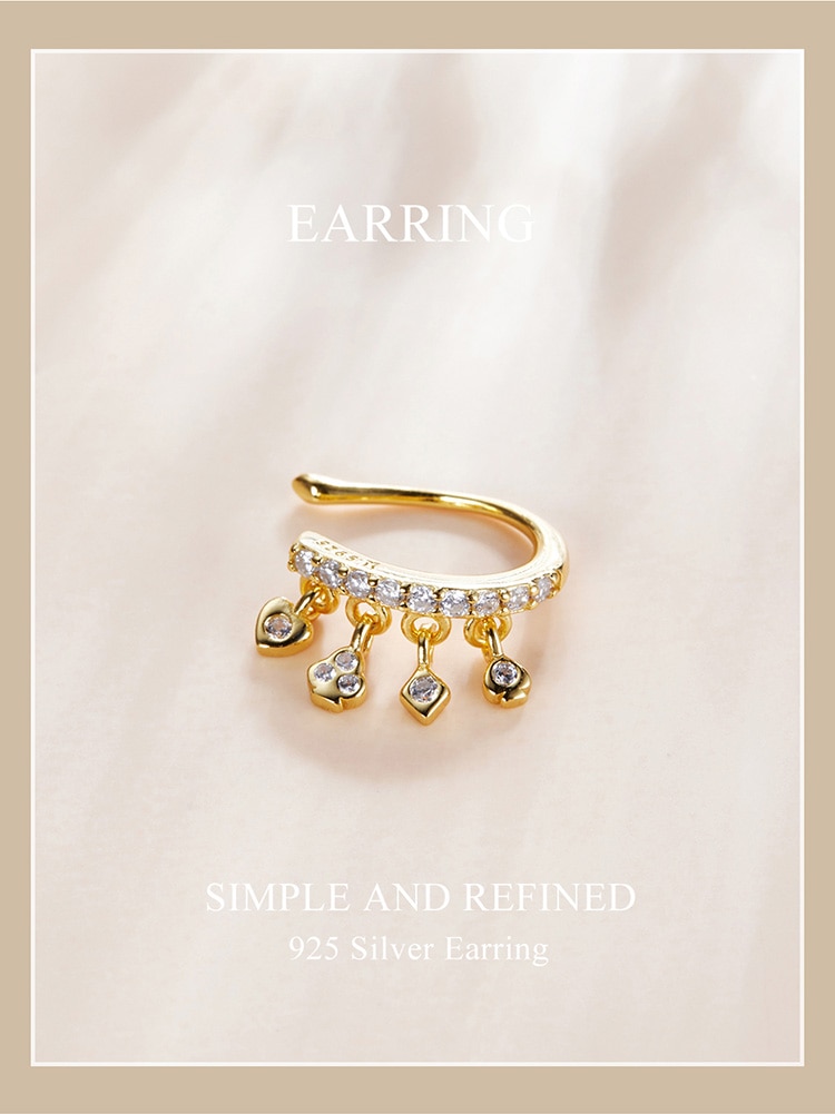 BAMOER 1 Khuyên Vành Tai bạc 925 Hình Lá Bài Poker SCE1075