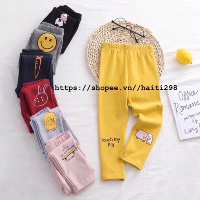 Quần legging lót lông chữ nhiều màu QATE222 cho bé