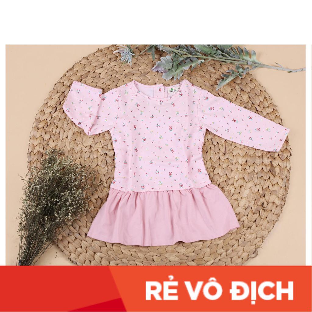 Váy nỉ da cá  phối cotton dài tay họa tiết bé gái size 2-7T, cho bạn từ 11-23kg. Chất nỉ da cá dày dặn, siêu bền