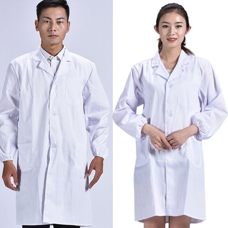 Áo Khoác Trắng Dài Tay Cài Nút Cho Y Tá Bác Sĩ